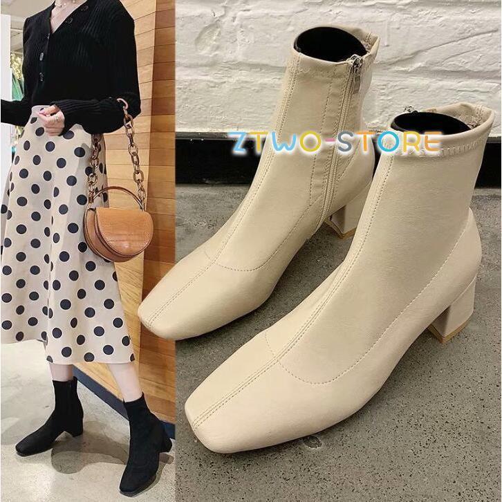 シューズ レディース スクエア ブーツ PU スエード ヒール ミドルブーツ スクエアトゥブーツ 疲れない 歩きやすい 靴 おしゃれ