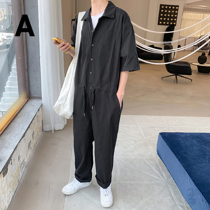 つなぎ ルーズカジュアル 半袖ジャンプスーツ 韓国 ジャージ スウェット カジュアル 高校生 中学生 10代 20代 ファッション11900