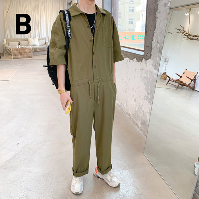 つなぎ ルーズカジュアル 半袖ジャンプスーツ 韓国 ジャージ スウェット カジュアル 高校生 中学生 10代 20代 ファッション11900