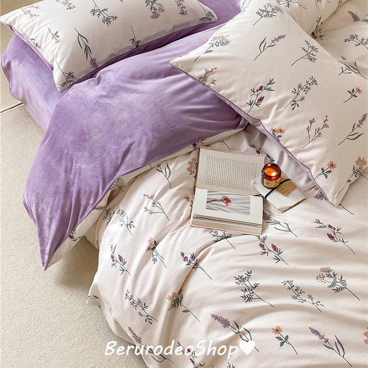 布団カバー 韓国風 敷カバーセット 掛け布団カバー 寝具 花柄 ロマンチック ベッド用品 綿 コットン フランネル 春 秋 送料無料