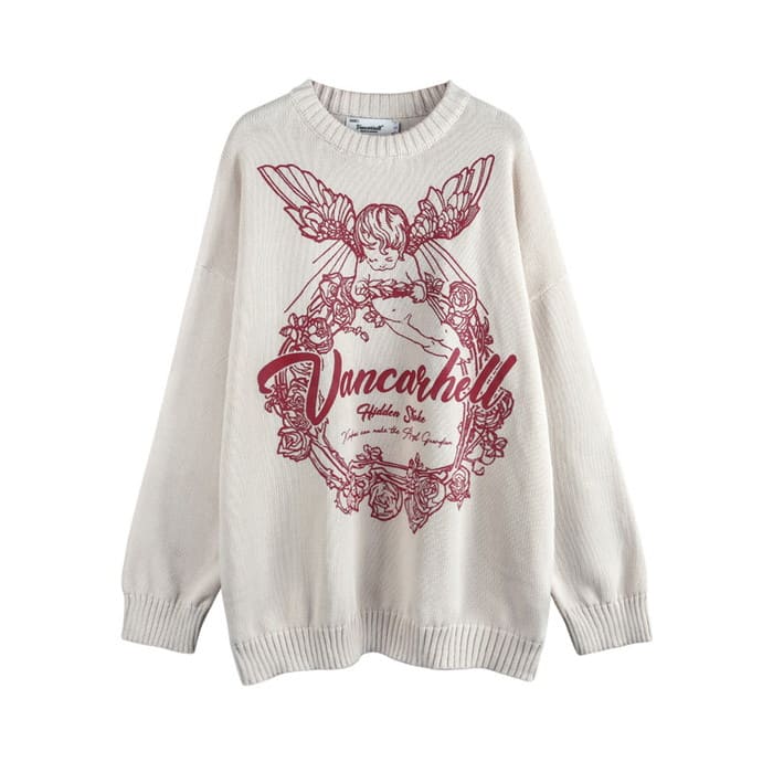 テージ プリント ニット 秋春冬 長袖 トップス 通学 カジュアル ガーリー 可愛い きれいめ フォーマル 10代 20代 おしゃれ 17524