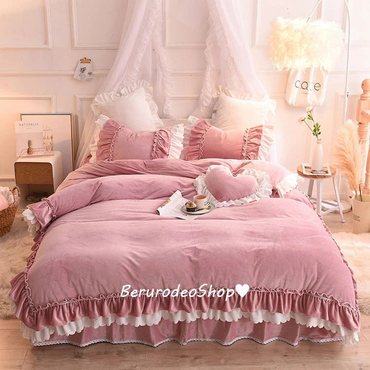 商品情報 素材 フランネルなど カラー ピンク、グリーン サイズ 1.2mサイズ用（3点セット） 1点布団カバー：150*200cm 1点ベッドスカート：120*200+45cm 1点枕カバー：48*74cm 1.5mサイズ用（4点セット）...