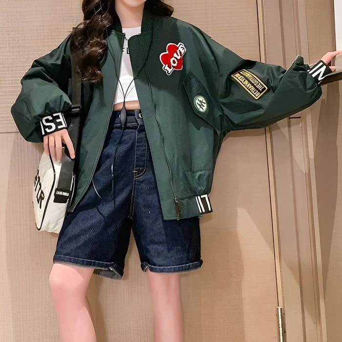 女の子 ウインドブレーカー ブルゾン ジャケット 春秋 アウター 通学 カジュアル ガーリー ダンス 可愛い 韓国 おしゃれ 17173