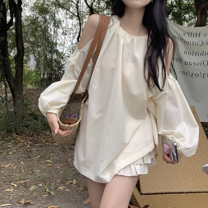 ム袖 トップス チュニック ブラウス 春夏秋 長袖 トップス 通学 カジュアル ガーリー 可愛い きれいめ 10代 20代 おしゃれ 17042