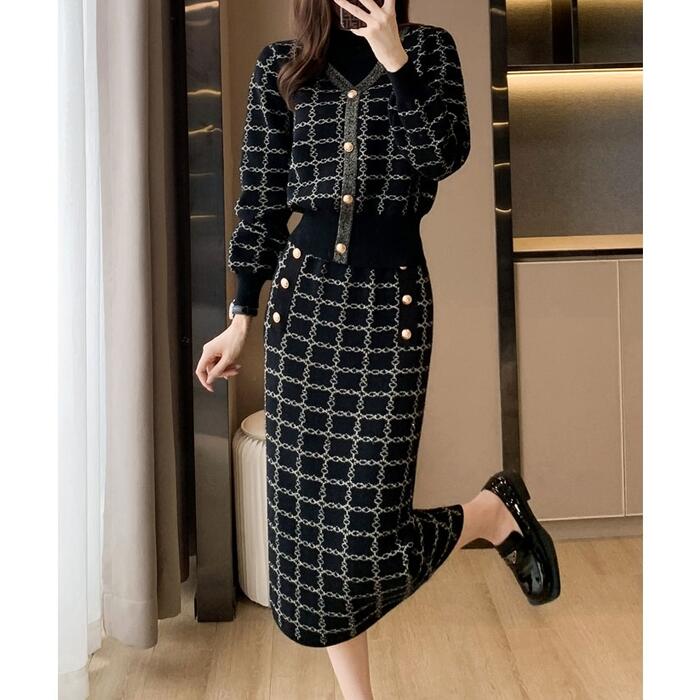 50代 40代 30代 20代 冬 秋 春 黒 ブラック ベージュ 2点セット 体型カバー おしゃれ レイヤード 可愛い 大人 ミモレ丈 きれいめ