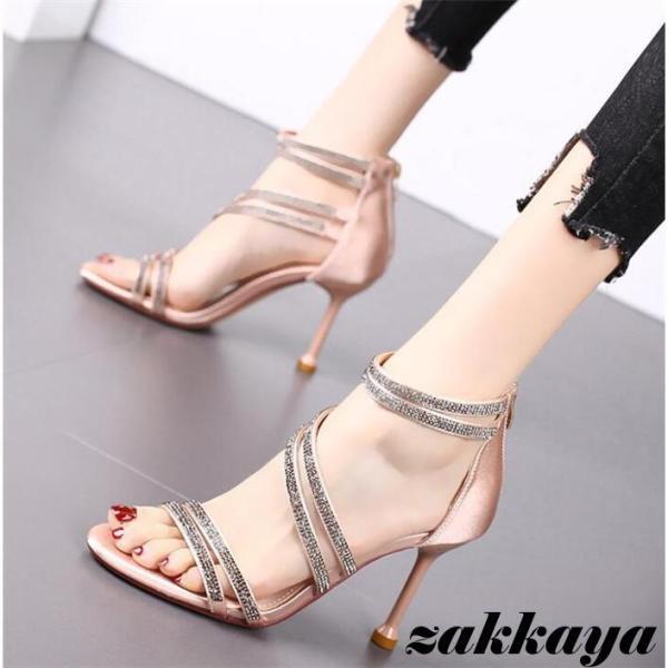 サンダル レディース ストラップ ヒール サマー ミュール ハイヒール 夏 美脚 シューズ 疲れない 通勤