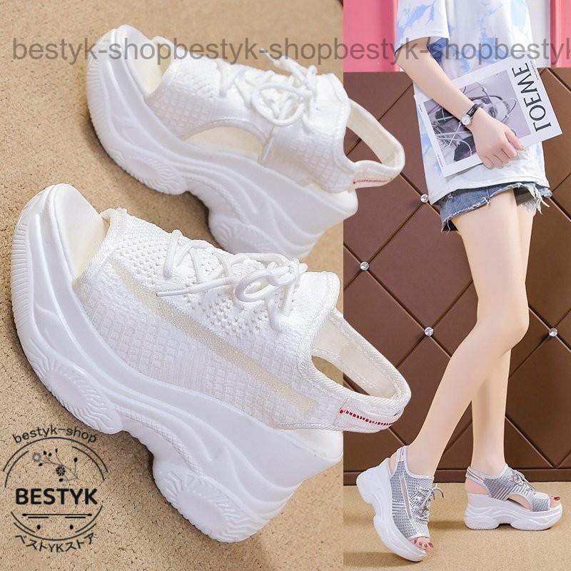 ル レディース ウェッジソール スポサン 厚底 スニーカー メッシュ サマー 歩きやすい 夏 カジュアル シューズ 婦人靴 痛くない