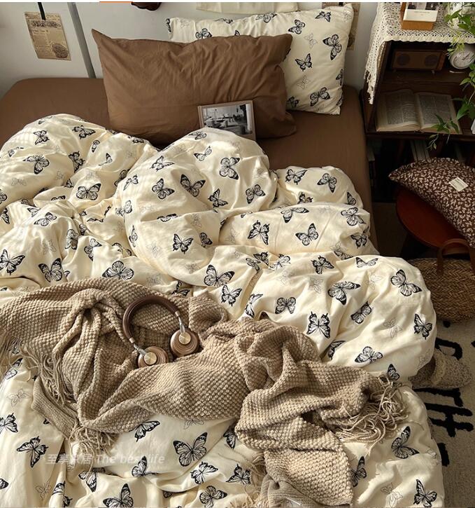 工 布団カバー セミダブル 子供寝具カバー カバーセット 姫系ベッド用品 丸洗いOK 通気性 吸湿 北欧 四季通用 新生活 ベッド用品