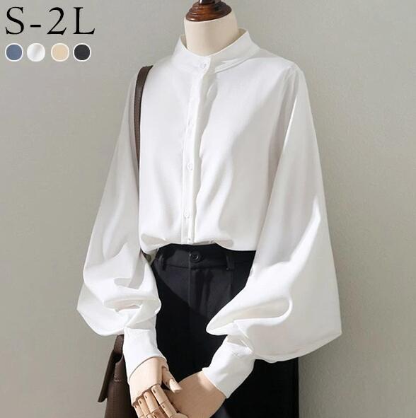 カラー 韓国風 大人 可愛い かわいい 秋 春 夏 オフィス 通勤 ゆったり カジュアル おしゃれ ブルー/ホワイト/ブラウン/ブラック