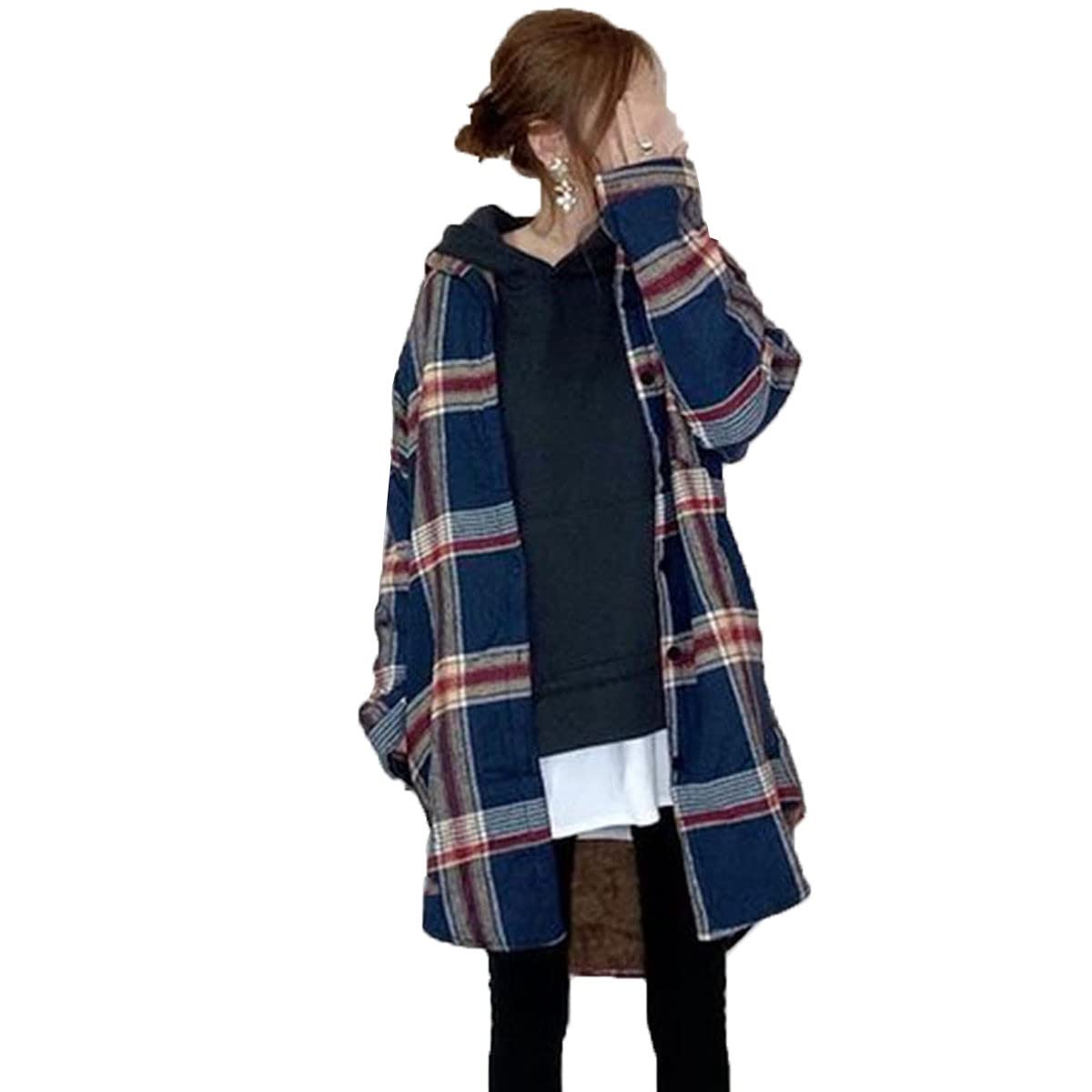 ツコート ブラウス ジャケット ロングコート アウター ブルゾン マキシ丈 カジュアル ゆったり おしゃれ 長袖 チェック柄 春秋冬