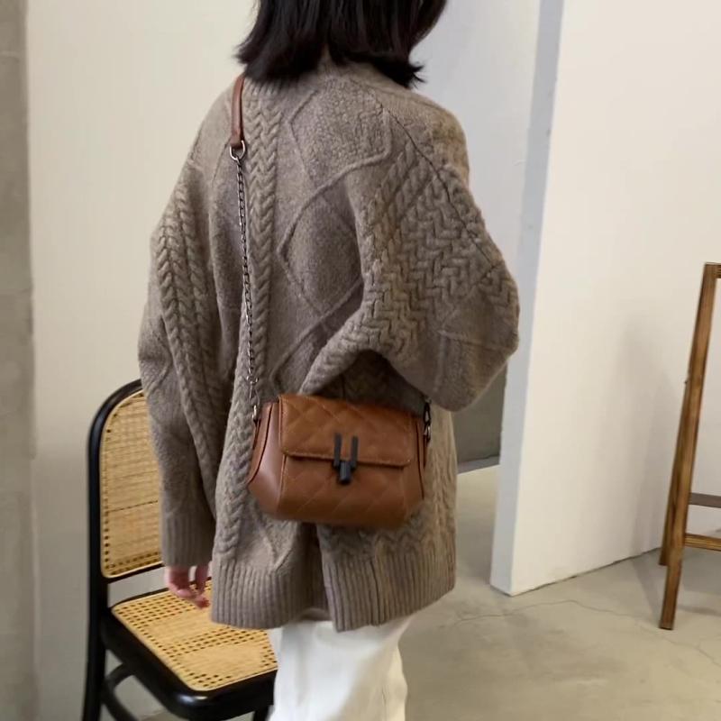 Rakuten - カバン PUレザー 可愛 人気 シンプル ショルダーバッグ レディースバック かばん チェーン 春夏 斜め掛け 秋 冬 茶色 レトロ 鞄