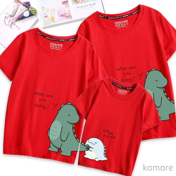 可愛い 綿 Tシャツ 恐竜 記念日 誕生日 親子でつながる ママとお揃い 半袖 リンクコーデ 親子ペアルック tシャツ