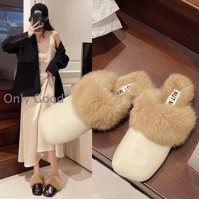 んこ 歩きやすい ファー付き サンダル ファー ボア スクエアトゥ 冬 ミュール フラット かかとなし シ..