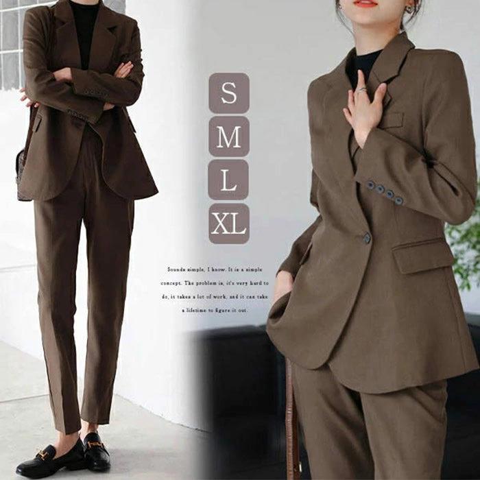 洗える 2点セット オフィス レディース 大きいサイズ セットアップ 説明会 おしゃれ パンツスーツ ジャケット 結婚式 カジュアル