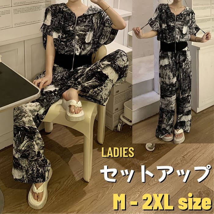 ーカー ロングパンツ 2点セット モード カジュアル 通勤 通学 旅行 夏 半袖 レジャー 10代 20代 韓国 おしゃれ レディース 15621