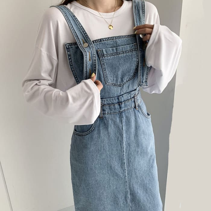 中学生 高校生 ファッション デニム サロペット スカート 10代 ティーン 韓国 通学 おしゃれ レディース 秋春 ボトムス 14538