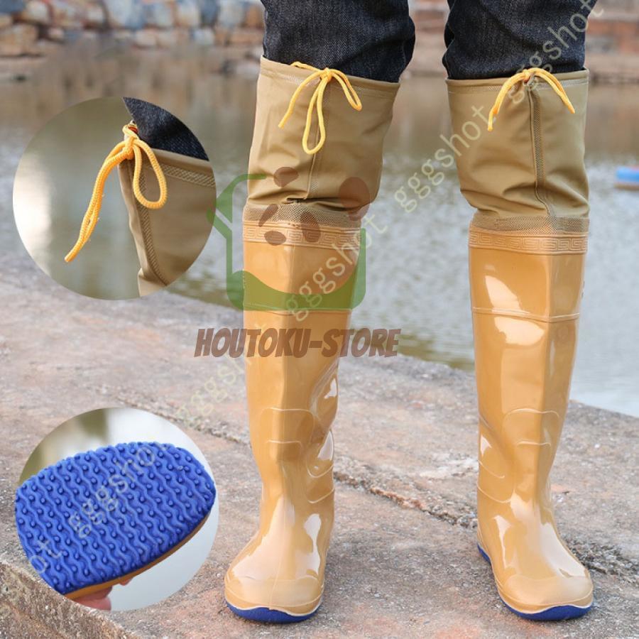 レインブーツ レインシューズ ウェーダー 長靴 雨靴 防水ブーツ 洗車シューズ ニーハイブーツ完全防水 防水 防滑 折りたたみ 軽量 耐磨耗性 防風 梅雨対策 ■農作業 ■釣り ■水産 ■漁業 ■園芸□軽量□滑り止め□膝上□ハイチューブ★一...