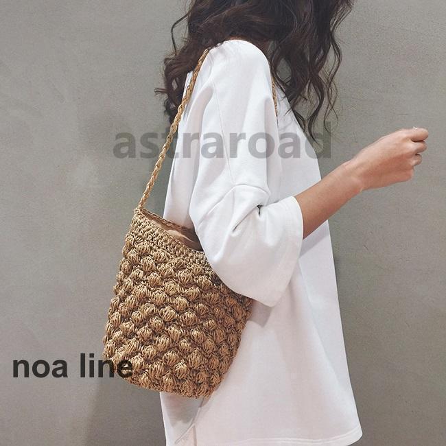 カジュアルバッグ 夏 お洒落 編みバッグ ポーチ 肩掛け ショルダー付き ポシェット 籠バッグ かごバッ..