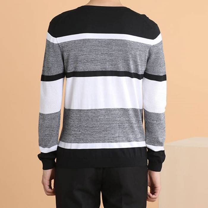 韓国 ファッション メンズ セーター ラウンドネック ボーダー ニット 13150
