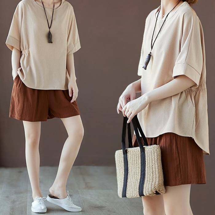 セットアップ レディース 半袖 夏 40代 50代 60代 おしゃれ カジュアル ゆったり 体型カバー チュニック キュロットパンツ 12643
