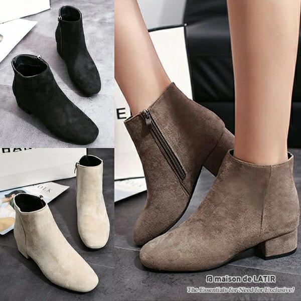 ショートブーツ ヒール ローヒール ブーティ ショートブーツ ショートブーツ ヒール 無地 ローヒール ショートブーツ ブーティ