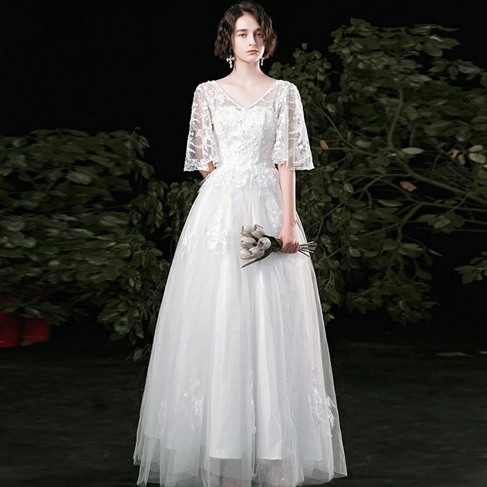 呼ばれ 大きいサイズ エンパイア ワンピース 披露宴 前撮り 海外挙式 オフホワイト 白 XXS XS S M L XL XXL XXXL