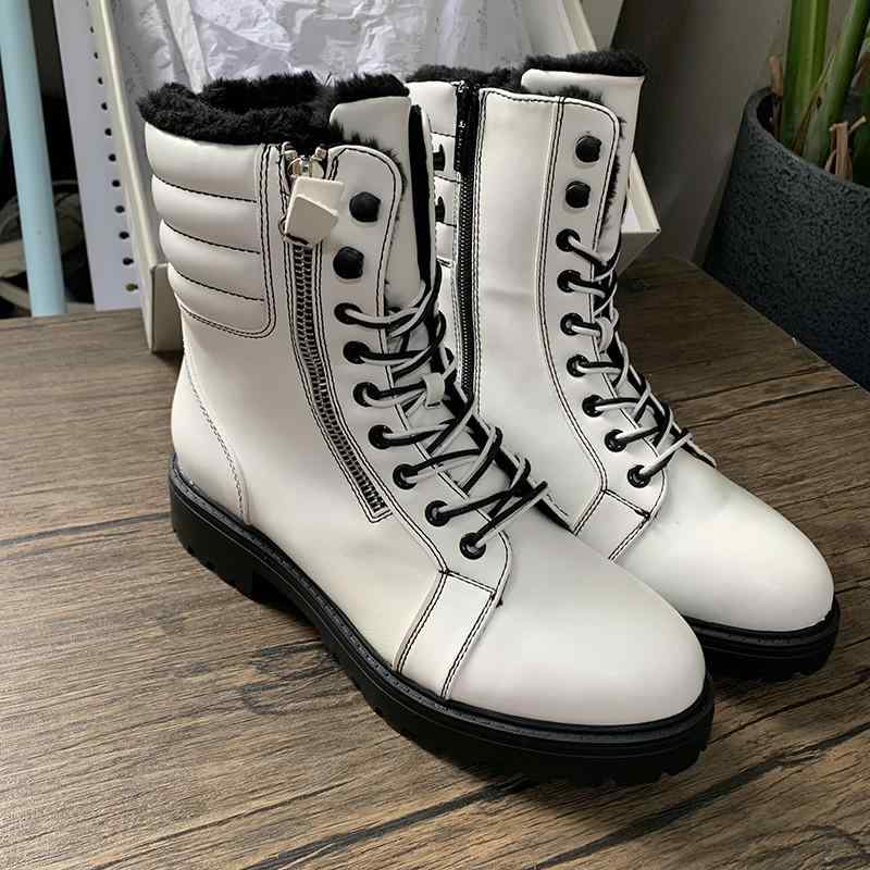 かっこいい 内ボア 白 サイドジ レディース シューズ 無地 ショート丈 もこもこ 紐あり 裏起毛 ブーツ ラウンドトゥ ライダーズ