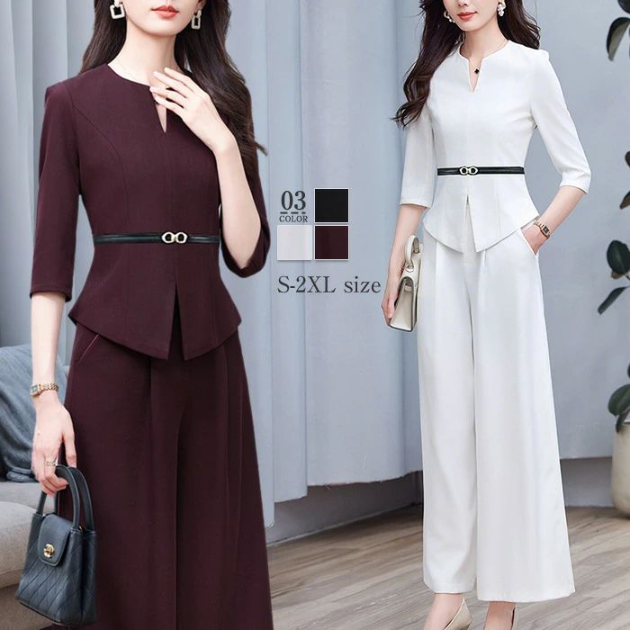 商品名 yym-gf-049 カラー 白 黒 ダークレッド ※モニターの発色の具合により実際の商品と色が異なる場合がございます。 サイズ（cm） ブラウス S:　 バスト90　 肩幅36 　ウエスト72 上着丈58　袖丈39 M:　 バスト94　 肩幅37 ウエスト76 上着丈58　袖丈39 L:　 バスト98 　 肩幅38 　ウエスト80 上着丈59　袖丈40 XL: バスト102　 肩幅39 　ウエスト84 上着丈59　袖丈40 2XL: バスト106　 肩幅40 　ウエスト88 上着丈60　袖丈41 パンツ S： 着丈101　ヒップ92 　ウエスト62　 M： 着丈102　ヒップ96　ウエスト66　 L： 着丈102　 ヒップ100　ウエスト70　 XL: 着丈103 ヒップ104 ウエスト74　 2XL: 着丈103 ヒップ108 ウエスト78　 ※サイズは平置き、メジャー採寸を行っております。1-3cmの誤差がある場合があります。予めご了承下さいませ。 素材 ポリエステル 生産国 中国 キーワード 【ブラウス+パンツ】 スーツ レディース セットアップ スリットネック 洗える OL 2点セット パンツスーツ 7分袖 ロング丈 ビジネス リクルート 春 夏 秋 大きいサイズ 上品 入学式 ワイドパンツ パンツドレス オフィス 入学式 卒業式 上品 お洒落 通勤 白 黒 送料無料商品名 yym-gf-049 カラー 白 黒 ダークレッド ※モニターの発色の具合により実際の商品と色が異なる場合がございます。 サイズ（cm） ブラウス S:　 バスト90　 肩幅36 　ウエスト72 上着丈58　袖丈39 M:　 バスト94　 肩幅37 ウエスト76 上着丈58　袖丈39 L:　 バスト98 　 肩幅38 　ウエスト80 上着丈59　袖丈40 XL: バスト102　 肩幅39 　ウエスト84 上着丈59　袖丈40 2XL: バスト106　 肩幅40 　ウエスト88 上着丈60　袖丈41 パンツ S： 着丈101　ヒップ92 　ウエスト62　 M： 着丈102　ヒップ96　ウエスト66　 L： 着丈102　 ヒップ100　ウエスト70　 XL: 着丈103 ヒップ104 ウエスト74　 2XL: 着丈103 ヒップ108 ウエスト78　 ※サイズは平置き、メジャー採寸を行っております。1-3cmの誤差がある場合があります。予めご了承下さいませ。 素材 ポリエステル 生産国 中国 キーワード 【ブラウス+パンツ】 スーツ レディース セットアップ スリットネック 洗える OL 2点セット パンツスーツ 7分袖 ロング丈 ビジネス リクルート 春 夏 秋 大きいサイズ 上品 入学式 ワイドパンツ パンツドレス オフィス 入学式 卒業式 上品 お洒落 通勤 白 黒 送料無料