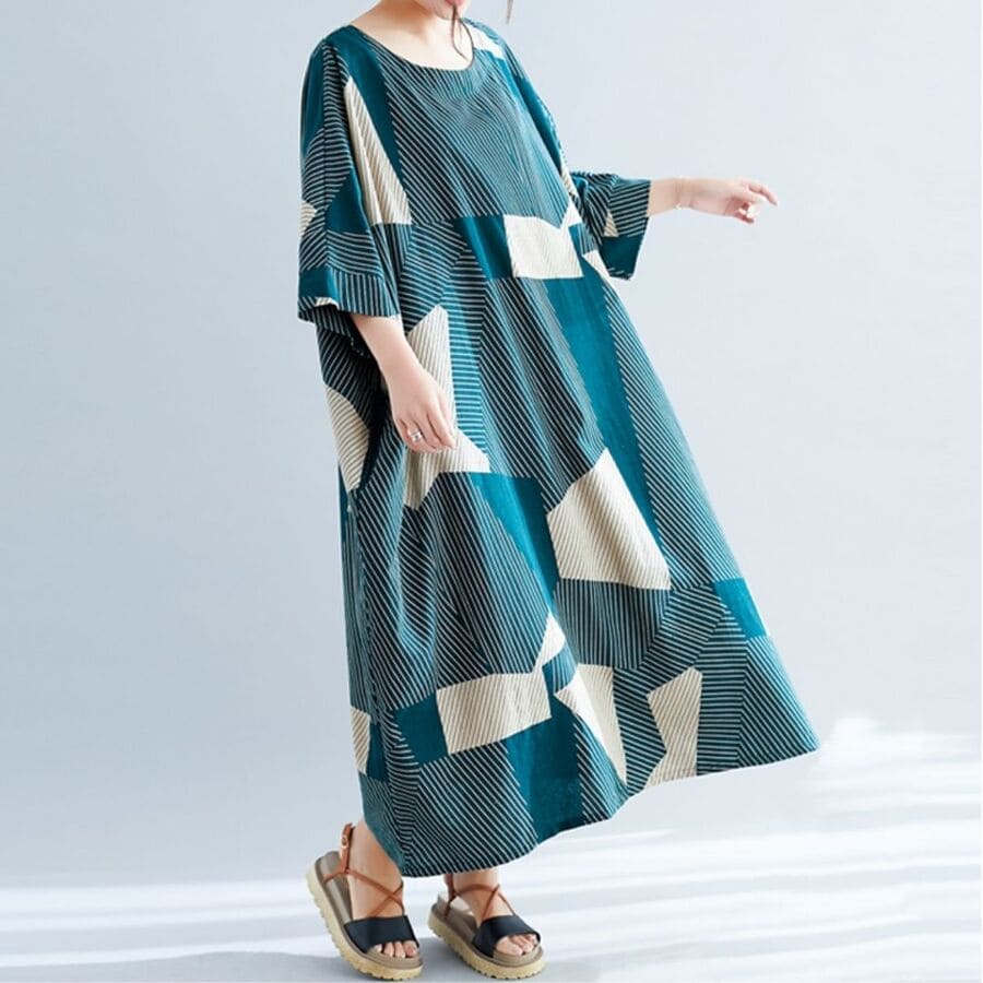 ワンピース レディース 40代 50代 60代 半袖 夏 体型カバー ゆったり おしゃれ 10977