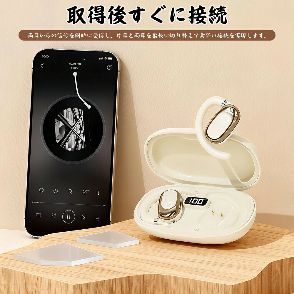 ワイヤレスヘッドホン ブルートゥース5.4 耳掛け式 超軽量 耳あて痛くない 長時間...