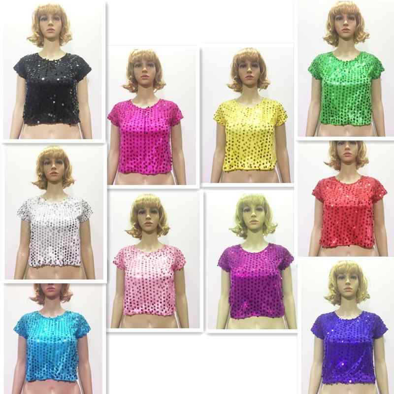 Tシャツ レディース 半袖 へそ出しト トップス その他 続々登場 A:黒 B:ピンク C:シルバー D:ゴールド E:ローズレッド F:ロイヤルブルー G:赤 H:深緑 I:濃い紫 J:スカイブルー