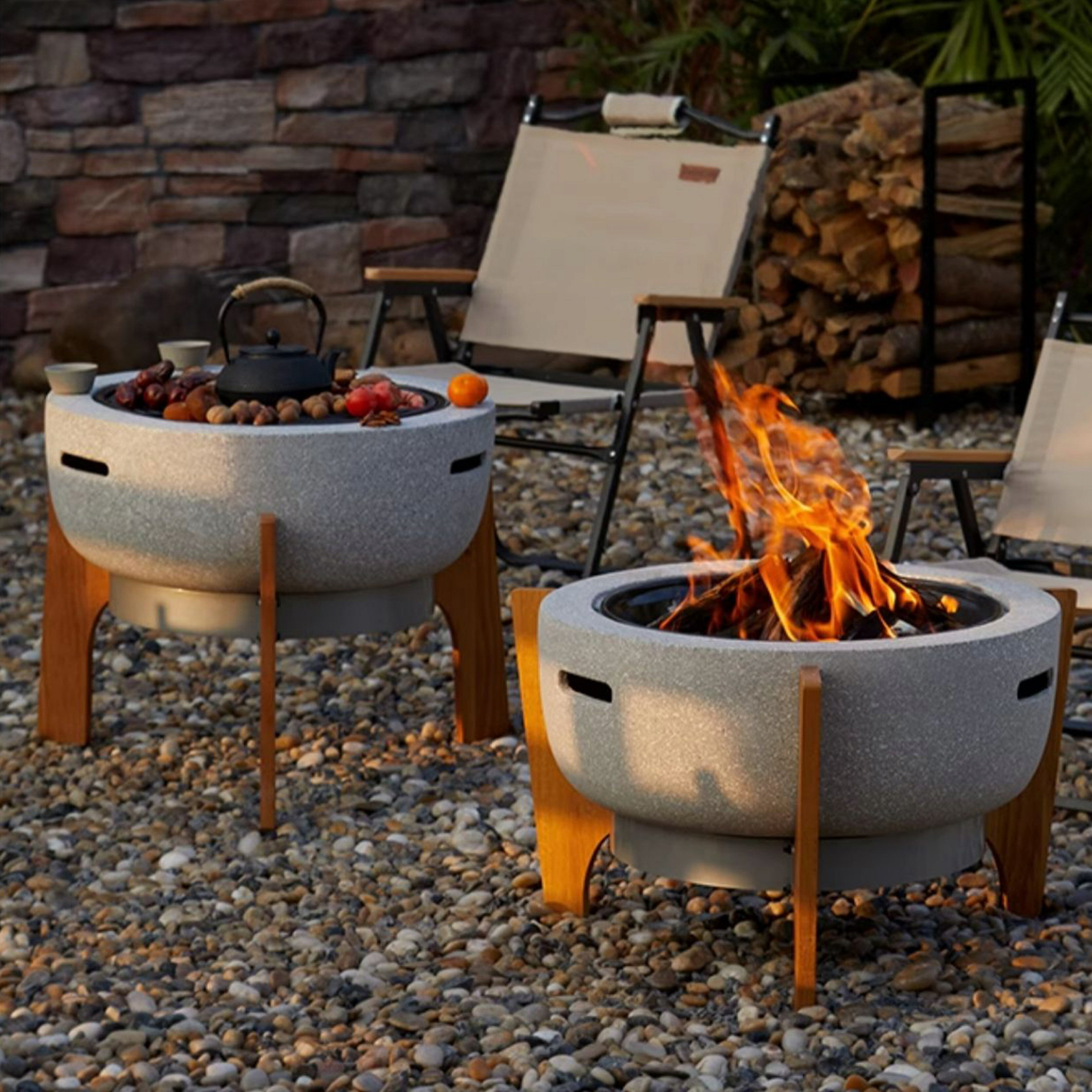 焚き火台 ファイヤーピット バーベキューコンロ 防雨 防塵カバー付き 大型 BBQ 焼肉 テーブル 多機能 耐熱性 おしゃれ 自宅 家庭用 大人数 庭