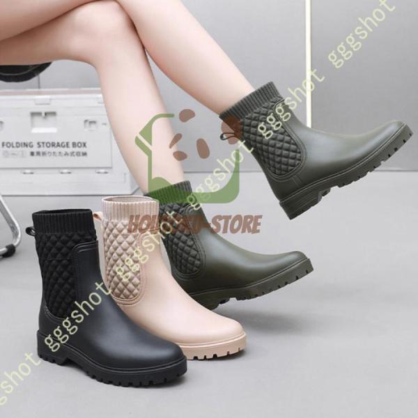防水 ブーツ ショート スリッポン サイドゴア 歩きやすい 小さいサイズ 大きいサイズ レディース 滑りにくい ブーツ 雨兼用