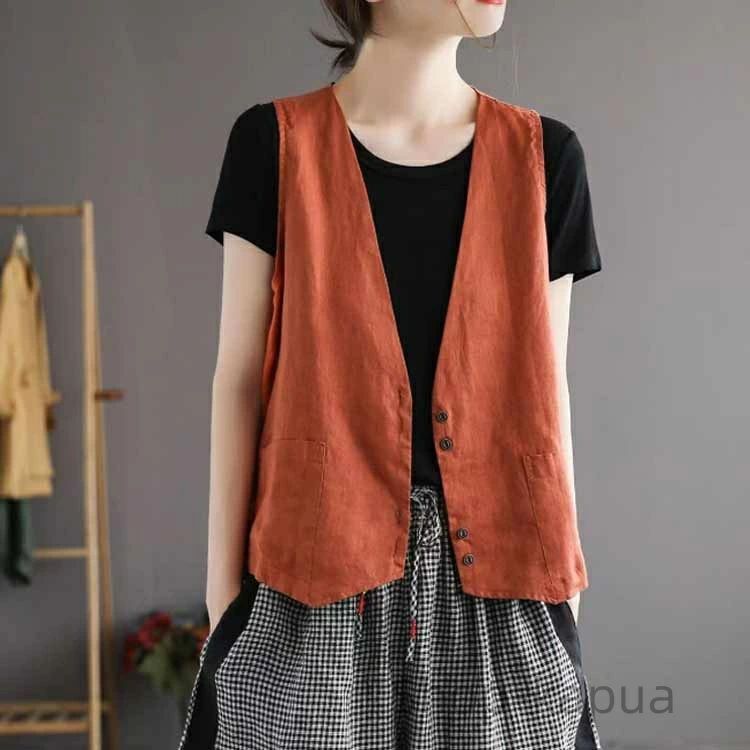 パブロ楽天市場店のベスト レディース サマーベスト ショート 大きいサイズ ベスト レディース 春夏レディースベスト 夏ベスト ジレ 無地 薄手 開き｜アングル2