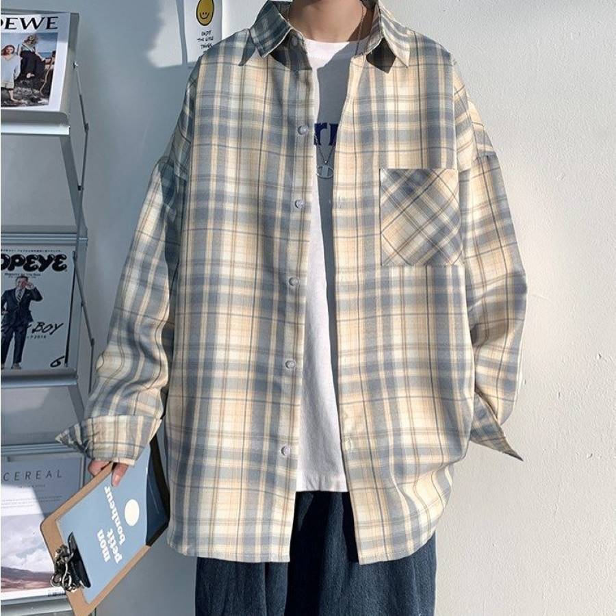 Rakuten - メンズ シャツ 韓国 トップス 長袖 チェック柄 トレンド 高校生 中学生 10代 20代 ファッション 10759