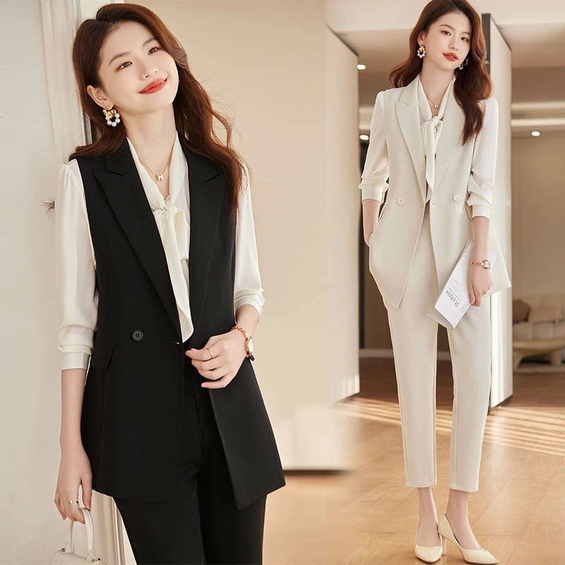 ーツ セットアップ レディース スーツセット ロングパンツ ジレ ベスト カジュアル キレイめ 春 夏 秋 フォーマル パンツスーツ
