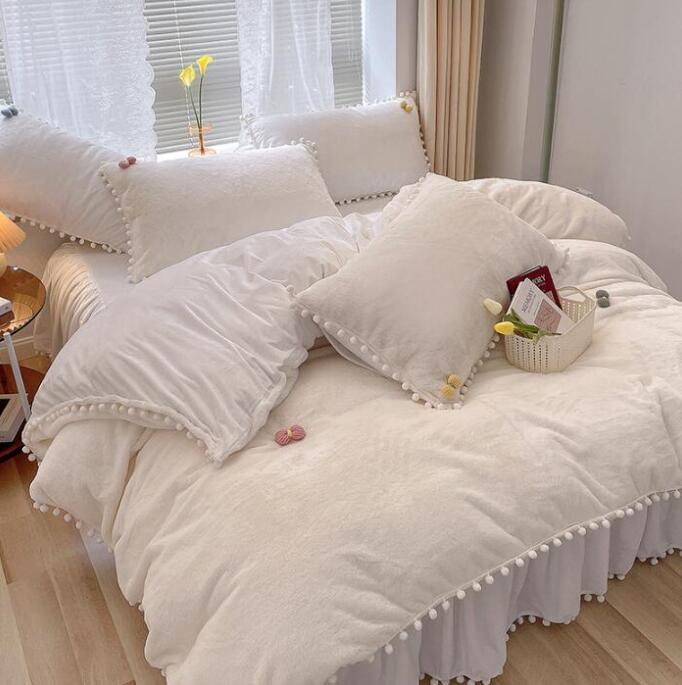 4点セット 掛け布団カバー 枕カバー きれいめ フランネル 肌触り 洗える 寝具カバーセット シーツセッ..