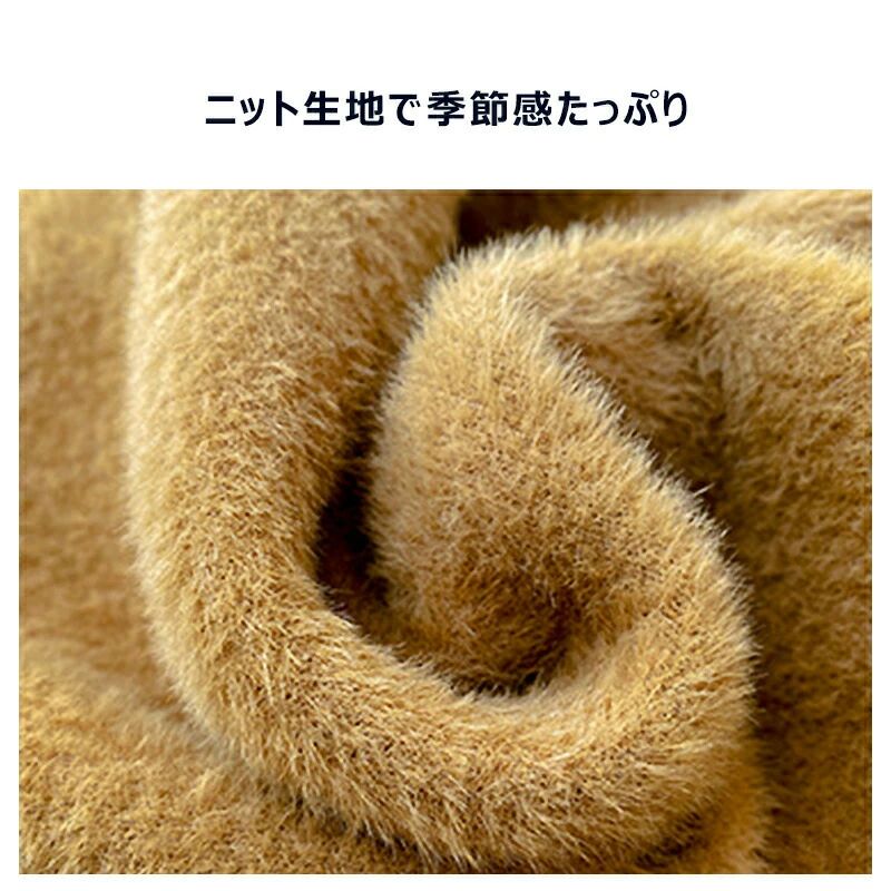 パブロ楽天市場店のモックネック ニットウェア リブニット 無地 暖かい 保温性 起毛裏地 伸縮性 カジュアル 定番 シンプル 日常 普段着 冬服 冬新作｜アングル3