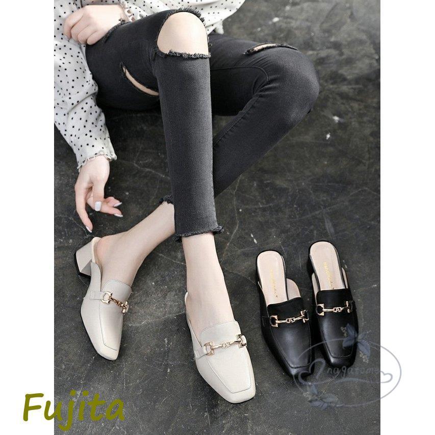 ュール靴レディースコンサバ夏物新作夏コーデ夏ローファーミュールローファー太めヒール大人20代30代大人カジュアルこなれ感無地