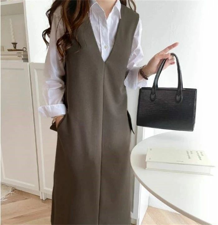 ピース 秋冬 きれいめ ジャンスカ オールインワン ワンピ 通勤 オフィス 重ね着 おしゃれ レイヤード 春秋 30代 40代 送料無料