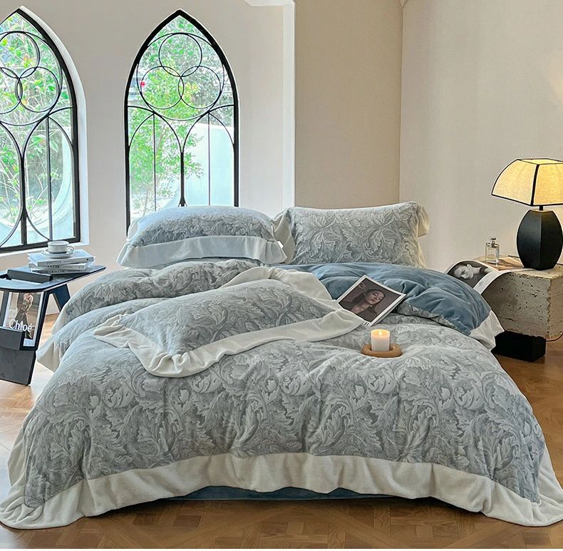 4点セット 布団カバー セット ダブル 掛け布団カバー 敷き布団カバー 枕カバー ラットシーツ ボックス..