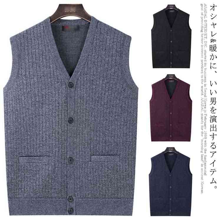 Rakuten - ベスト 前開き ビジネス シンプル 防寒トップス セーター 無地 大きいサイズ おしゃれ カジュアル 秋服 冬服 秋物 冬物 送料無料