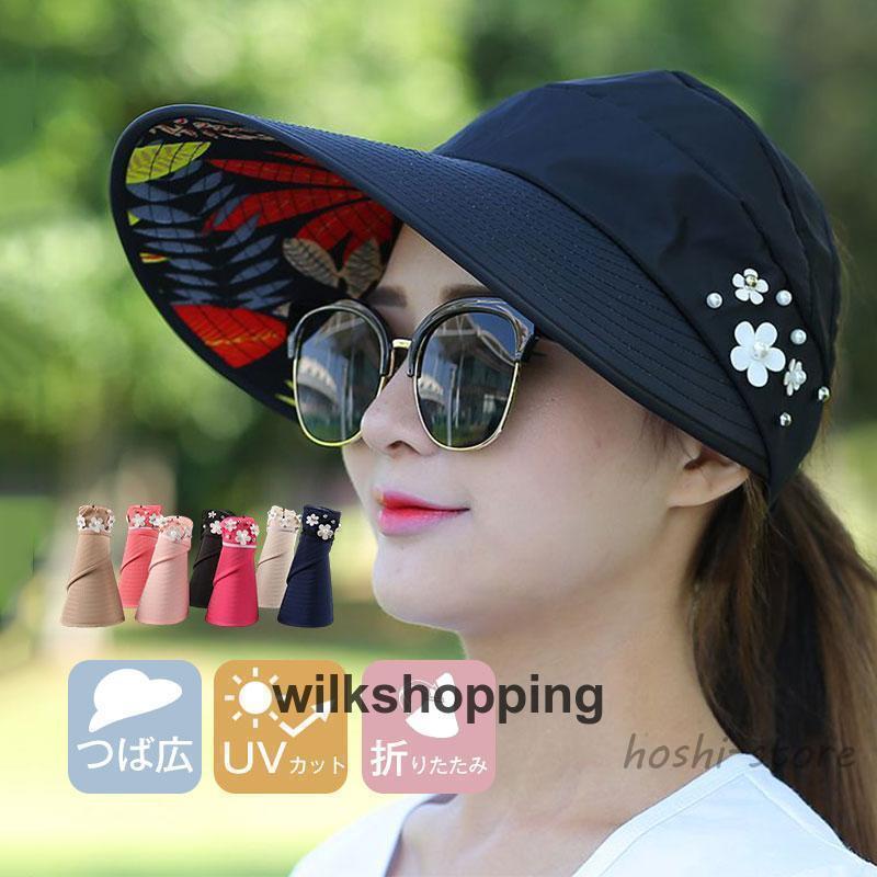 ゴルフ 日焼け軽減 おしゃれ 紫外線防止 カジュアル サンバイザー つば広 UVカット 無地 日よけ帽子 ハ..