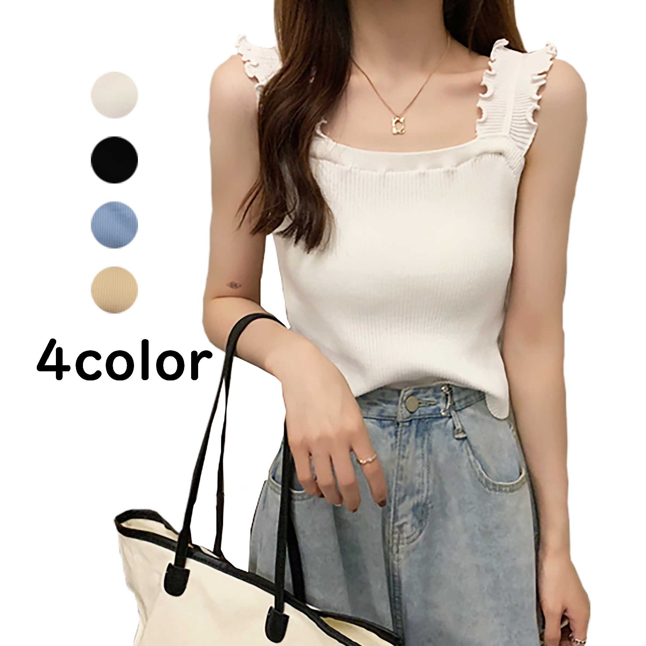 Camisoles - タンクトップ レディース ブラ紐隠しインナー 無地 カットソー 重ね着 トップス インナー タンクトップ ノースリーブ 透け防止 肌着 洗える しっかりカバー 春 夏 送料無料