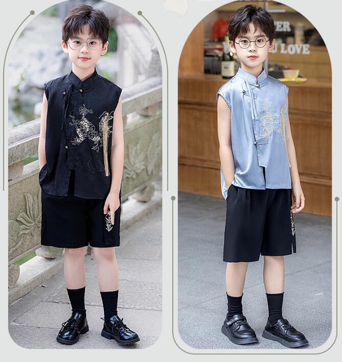 キッズスーツ ショート丈ズボン 子供スーツ 子供服 紳士服 男の子 七五 スーツセット 半袖トップス 格好良い 2点セット おしゃれ