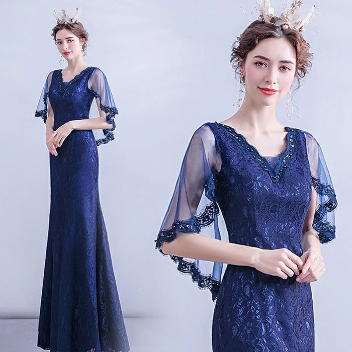 カクテルドレス 二次会 お呼ばれ エンパイア ワンピース コンサート 披露宴 発表会 大きいサイズ 青 XXS XS S M L XL XXL XXXL