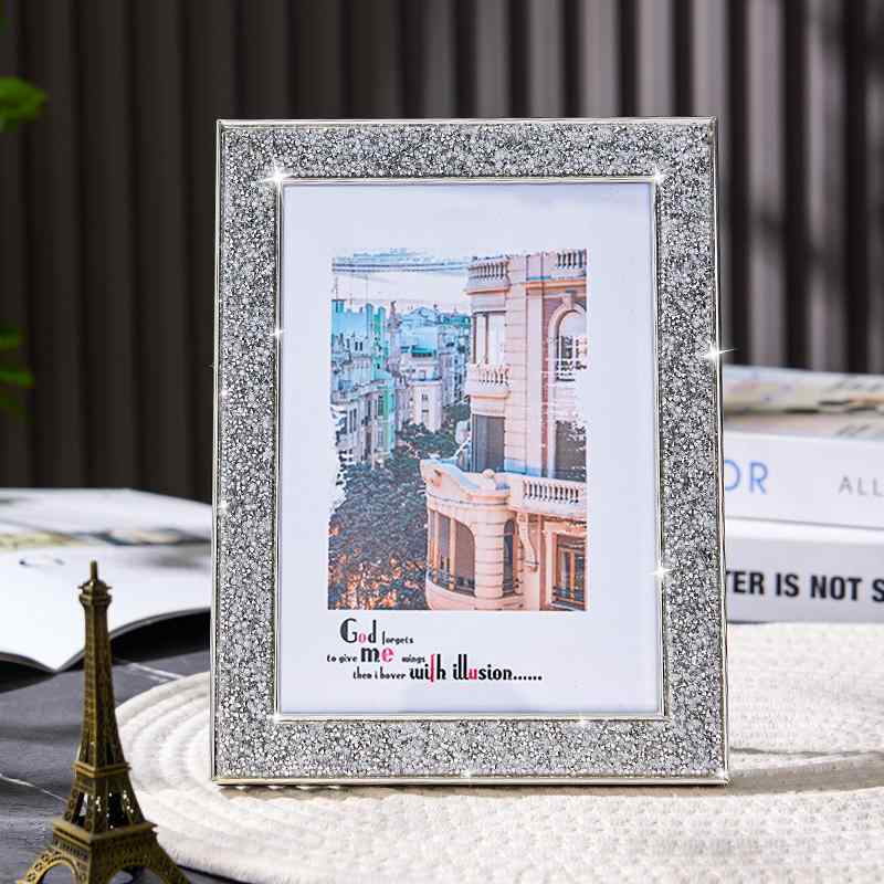 家族写真 オブジ 横型 写真立て シルバー フォトスタンド 子供 きらきら 選べるサイズ 壁掛け ペット 縦型 記念日 メタル お祝い