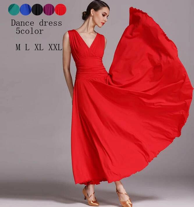 ンゴ ワルツ モダン ワルツ 演出服 舞台 発表会 イベント 演奏会 レッド ブラック 紺 ダークグリーン パープル赤 M L XL XXL