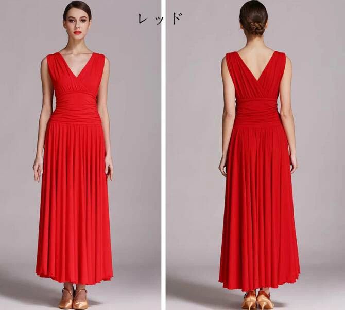 ンゴ ワルツ モダン ワルツ 演出服 舞台 発表会 イベント 演奏会 レッド ブラック 紺 ダークグリーン パープル赤 M L XL XXL