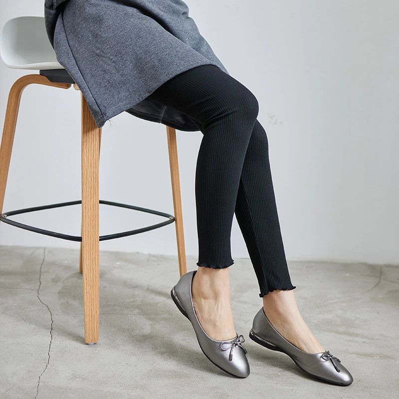 レギンス リブ編み 縦ライン ハイストレッチ 秋冬 インナー アウター ロング